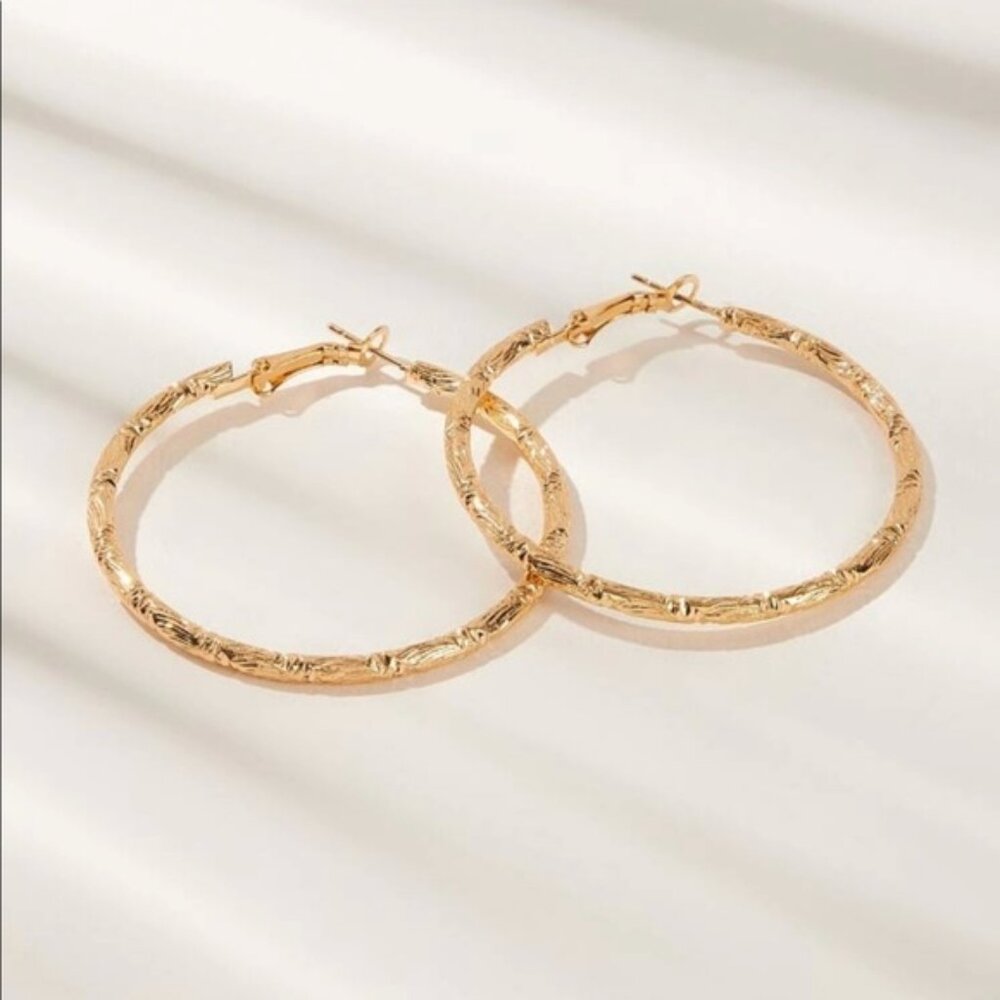 New Textured Metal Hoop Earrings